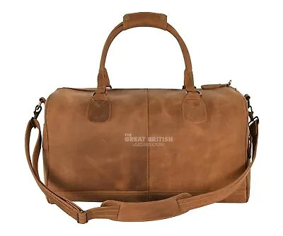 HOLDALL Large Duffel Weekend Bag Vintage CRAZY HORSE LEATHER Travel Gym Luggage • £118.99