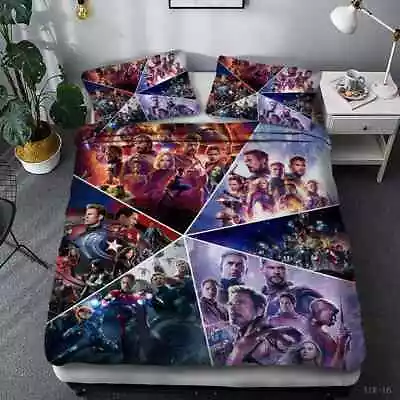 Marvel The Avengers Bedding Set 3PCS Duvet Cover Pillowcase Fan Comforter Cover • $61.99