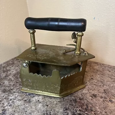 Vintage Brass Charcoal Iron Wood Handle Coal Box • $35