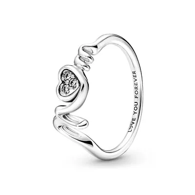 S925 Sterling Silver Mum CZ Heart LOVE YOU FOREVER Finger Ring Jewellery Gift • £10.03