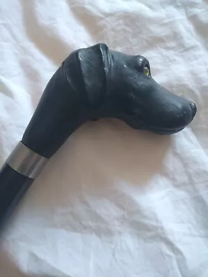 Dogs Head Walking Cane With Glass Eyes. Black Wood. 36 Inch. • £28.50