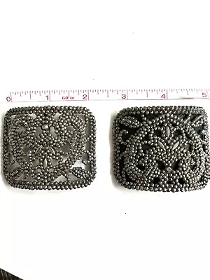 Antique Pair Of Victorian Cut Steel FRENCH Shoe Buckles  VTG Ornate • $35