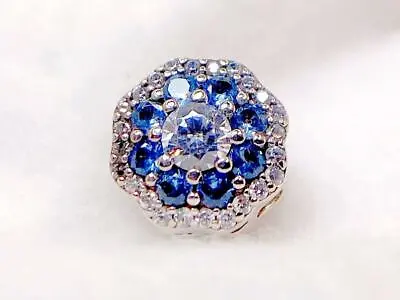 $0.99 • Buy Authentic Pandora Silver Blue Sparkle Flower Charm #797851NMB