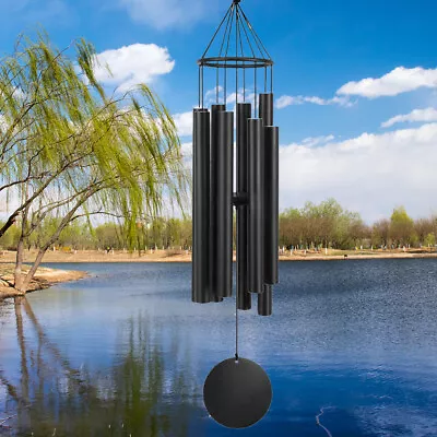 Black Large 38   Metal Tube Deep Tone Resonant Bass Sound CHURCH Bell Windchime • $36.99