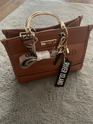 £21.99 • Buy Brand New River Island Brown Monogram Embossed Tote Bag