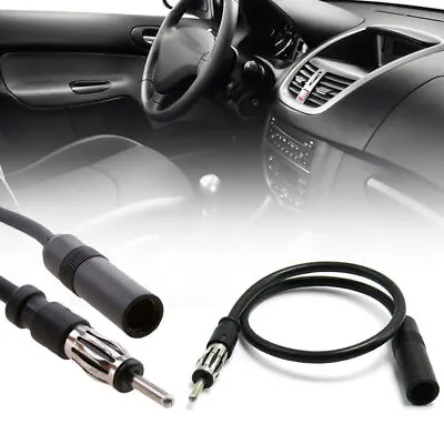 Universal 35cm Car Antenna Adapter AM/FM Radio Aerial Extension Cord Cable Black • $8.52