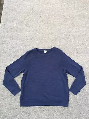 J. Crew Size L Cotton Terry Crewneck Sweatshirt Pullover Solid Basic Blue • $25.88