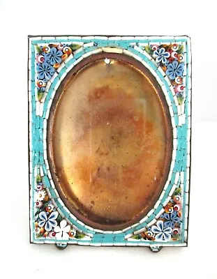 Antique  Italian Micro Mosaic Raised Flowers Picture Frame Just Beautiful! • $89