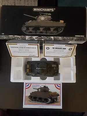 Minichamps Sherman M4A3 US Military WWII Tank Diecast 1:35 Danbury Mint RARE • $135