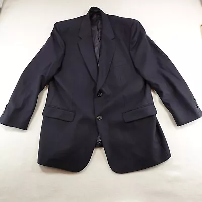 Ralph Lauren Suit Jacket Men's 44R Blue Silk Wool Sport Coat Blazer Flaws • $29.99