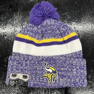 MINNESOTA VIKINGS 2023 New Era NFL Knit Hat Sideline Pom NWT CLEARANCE! • $21.99