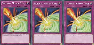 YuGiOh CARD - 3 X STORMING MIRROR FORCE LEDD-ENB22 LEGENDARY DRAGON DECK  • £3.99