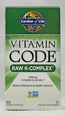 Garden Of Life Vitamin Code RAW K-Complex 60 Capsules Vitamin K MK-7 MK-4 K2 K1 • $24.22