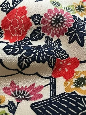 @@ Vintage Japanese Kimono Silk Fabric /smooth Crepe Cream Beige Katazome C56 • £4.63