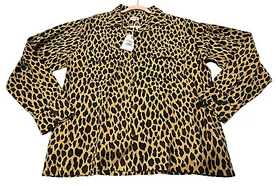 NEW RE/DONE Mens Leopard Print Button Up 50s Straight Bottom Shirt Size Large L • $55.99