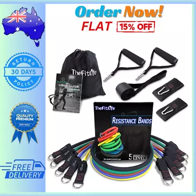 Resistance Bands Set Home Gym Exercise Workout Tubes With Handles Door Anchor-Au • $46.15
