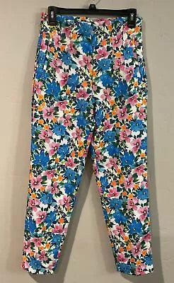 Zara Multicolor Floral High Waist Cropped Women’s Pants Sz M NWOT • $39.99