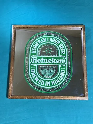 Vintage Heineken Beer Sign Bar Mirror 12x12” • $14.50