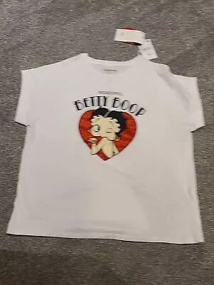 £16 • Buy Official Universal Studios Betty Boop  Queen Of Hearts White T Shirt L