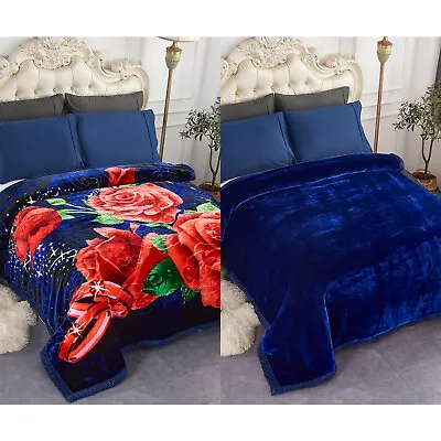Rose Raschel Bed Blanket Reversible Thick Mink Heavy Blanket Bedding Queen King • $60.59