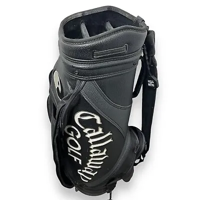 Vintage Callaway Big Bertha Hawkeye Cart Golf Bag Leather Black Staff 6 Way Tour • $94.55