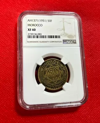 Ah1371 1951 50f Morocco Ngc Xf 40 • $45