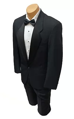 Men's Pierre Cardin Black Tuxedo Jacket Retro One Button Satin Notch Lapels 35R • $19.99