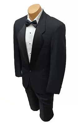 Men's Pierre Cardin Black Tuxedo Jacket Retro One Button Satin Notch Lapels 40L • $19.99