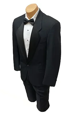 Men's Pierre Cardin Black Tuxedo Jacket Retro One Button Satin Notch Lapels 40R • $14.98