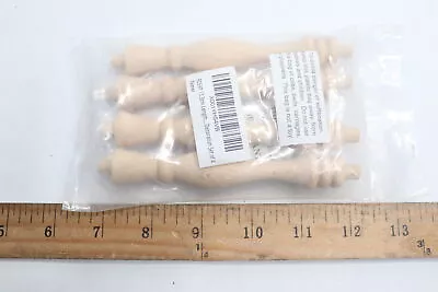 (4-Pk) Rdexp Unpainted Craft Spindles Baluster Wood 13.3cm Length  • $2.85