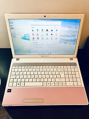 Packard Bell Pink 15.6  Laptop AMD V120 640GB HD 6GB Ram Windows 11 HDMI • £100