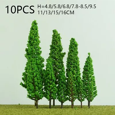 10pcs Miniature Scenery Model Pine Trees Deep Green Pines For Landscape • $8.51