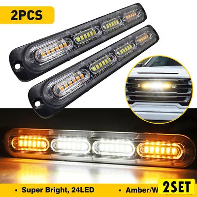 4x Amber/White 24LED Strobe Light Flashing Car Kit Truk Quality Warning Beacon • $32.38