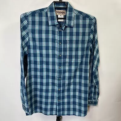 Wrangler Rugged Wear Blue Plaid Long Sleeve Shirt Size LT Men’s • $18
