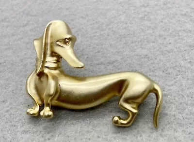 Vtg Brooch Dachshund Wiener Puppy Dog Matte Gold-tone Excellent • £24.54
