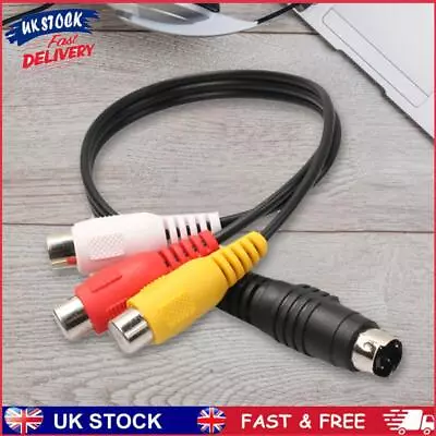 4 Pin S-Video To 3 RCA Adapter Cable Black Connector Cable For Computer Laptop • £5.19