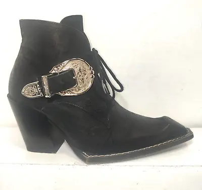 John Fluevog Fauvist Fries Buckled Swordfish Toe Bump Boot Size 6 Black 😍 • $269.10