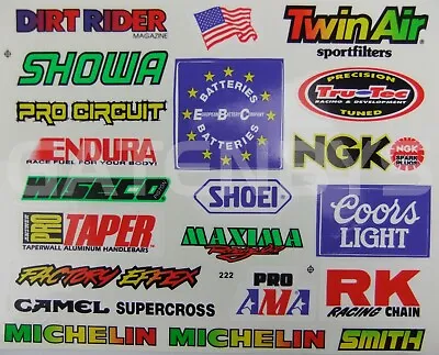 Motorcycle Sticker Decal Kit For KAWASAKI Enduro Motocross Showa Wiesco Shoei • £3.10