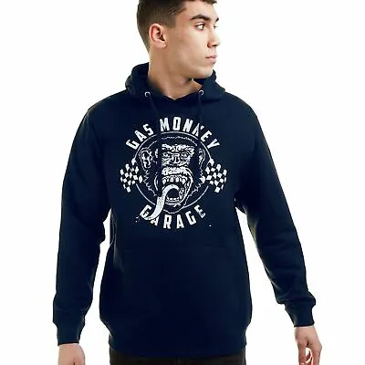 Official Gas Monkey Garage Mens Flag Hoodie Navy S - XXL • £18.74