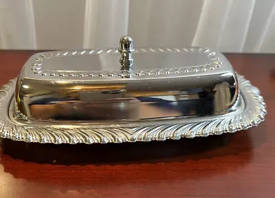 Vintage Irvinware Silver Metal Covered Butter Dish With Glass Insert • $14