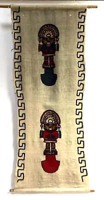 £25 • Buy MAYAN INCA AZTEC PERUVIAN EMBROIDERED Fabric Wall Hanging 112cm Height Unusual