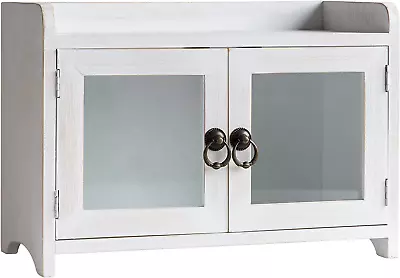 - Storage Cabinet Mini Countertop Cabinet Distressed Wood Organizer For Kitche • $56.82