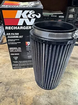 K&N Air Filter F035A4 3.25 Inch Opening 7.25 Long B035B4 With Recharger Kit • $34.99