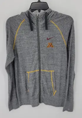 Minnesota Golden Gophers Nike Track Jacket Mens Medium Gray Hooded Zip Up • $28.14