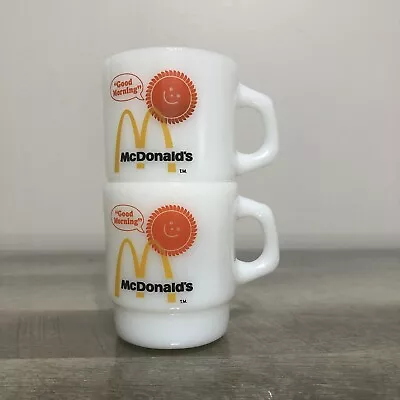2 Fire-King McDonalds Fast Food Restaurant Advertising Milk Glass Coffee Mug • $68