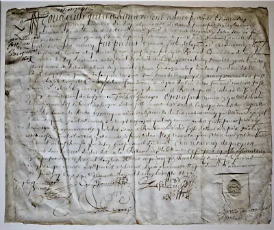 Rare Antique 1663 French Vellum Parchment Handwritten Manuscript Legal Document • $85