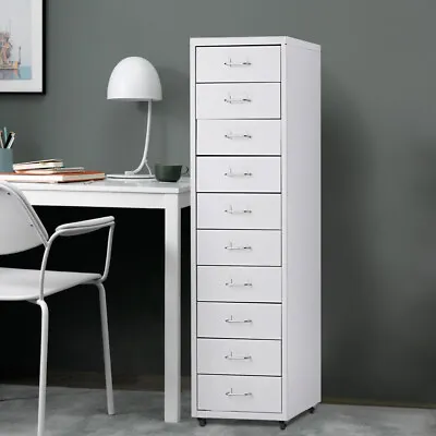 Multi Drawer Metal Home Office Filing Drawer Unit On Castors Cabinet Black White • £45.95