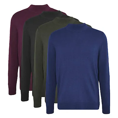 Brave Soul Mens Turtle Neck Jumper Plain Basic 100% Cotton Pull Over Sweater • $16.16