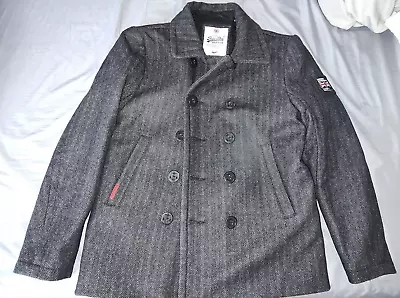 Superdry Men’s Rookie Gray Classic Sharp Wool Pea Coat - Size XL • $84.99