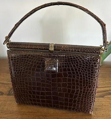Authentic Vintage Lucille De Paris Saks 5th Ave Alligator Leather Handbag Purse • $50